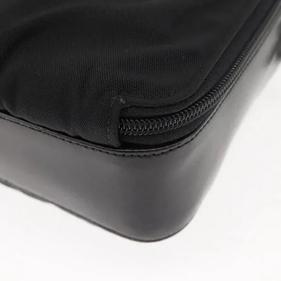 GUCCI Shoulder Bag Nylon Leather Black Auth